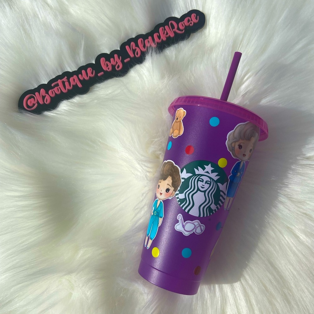 Purple Starbucks Cold. Up with Golden Girls Vinyl wrap